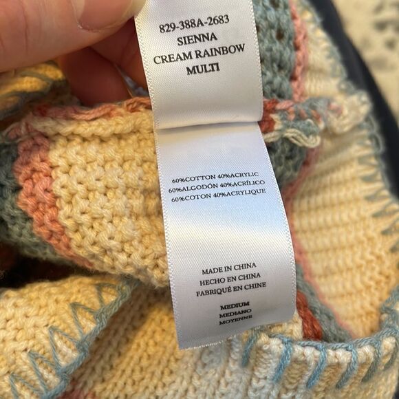 Rails Sienna Crochet Knit Top Cream Rainbow M - Picture 6 of 8
